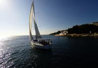 sailing yacht sailboat going out of bay island croatia